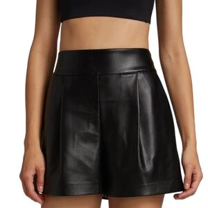 Susana Monaco Black Faux Leather Shorts Size M NWOT High Waisted Pleated